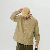 Men Shacket Long Sleeve Autumn Shirt Casual Shirt Loose Long Sleeve Lapel Shirt for Men