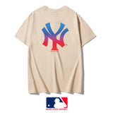 MLB T Shirt Fashion Brand Front Embroidery NY Back Color Matching Letters round Neck Short Sleeve T-shirt Summer