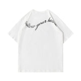 Men T Shirt Summer Casual Tops Love Heart Letter Print Short-Sleeve T-shirt Men round Neck Trend Loose Half Sleeve