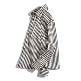 Men Shacket Long Sleeve Autumn Shirt Autumn Vertical Striped Shirt Men