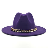 Fedora Hat Golden Chain Woolen Top Hat Fedora Hat Top Hat