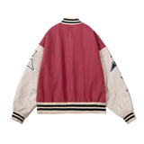 First Row Varsity Jacket Baseball Uniform Color Block Embroidery