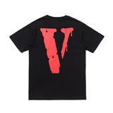 V Lone T Shirt Red Letter Large V Printed Short Sleeve Men's and Women's Loose Bottoming Shirt T-shirt