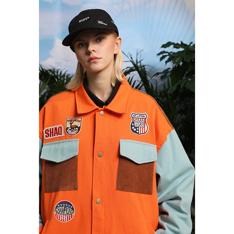 Men's Spring Large Size Sports Retro Lapel Contrast Color Jacket Men's Youth Student Casual Jacket Men Coat