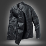 1970S East West Calfskin Motorcycle Jacket, Biker's Leather Jacket Men's Spring and Autumn Stand Collar PU Leather Jacket