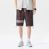Mens Cargo Shorts Men's Summer Trendy Glossy Loose Five-Point Overalls Couple Reflective Shorts Men
