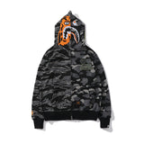 Shark Print Hoodie Tiger Pattern Stitching Printing Sweater Fashion Zipper