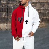Split Hoodie Demons and Angels Hooded Stitching Printing Long Sleeve