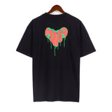 Palm Angels Letter Heart Printing Casual Loose Short Sleeved T-shirt High Street Men and Women