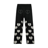 Mens Fall Outfits Love Patch Oversize Loose Hip Hop Jeans Straight Wide Leg Pants
