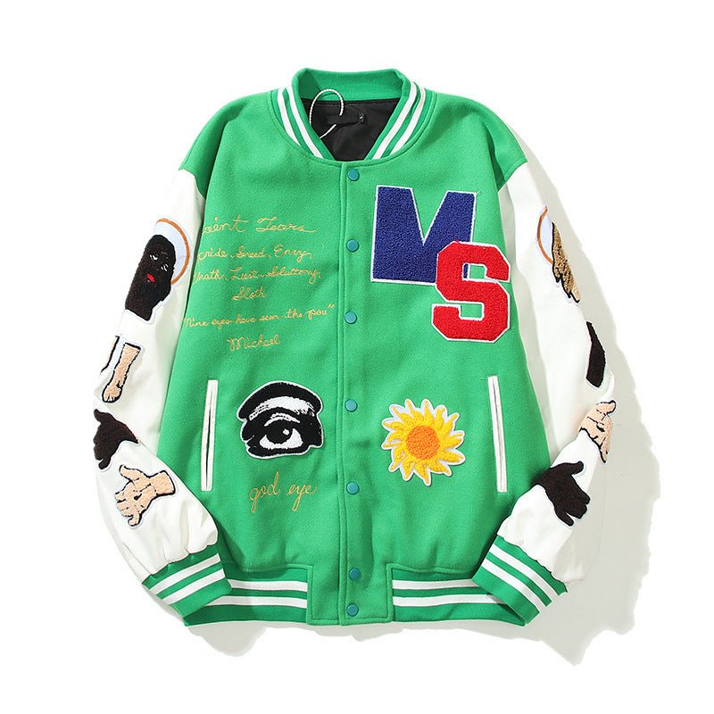 Kanye Bomber Jacket Baseball Uniform Embroidery Stitching