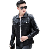 80's Leather Jacket Spring and Autumn Men's Leather Motorcycle Windproof Warm PU Leather Jacket Jacket