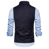 Tuxedo Vests Solid Color Simple Double Breasted Suit Vest Men's Casual Business