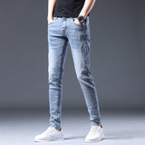 Man Spring Summer Jeans Spring Slim-Fitting Stretch Light Blue Skinny Jeans Men's Men Jeans