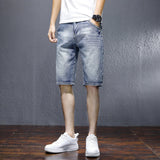 Men Jean Shorts Denim Shorts Men's Summer Loose Straight Cropped Trousers Fifth Pants
