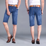 Men Jean Shorts Summer Denim Shorts Men's Loose Straight Stretch Casual Large Size Cropped Denim Shorts