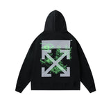 Autumn And Winter Fluorescent Green Luminous Machinery Drawing Elements Hooded Sweater For Men And Women