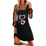 Valentine 'S Day Outfits Spring And Summer Fashion Printed Mesh Stitching Dress Women 'S Clothing