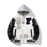 First Row Varsity Jacket Color Matching Clip PU Leather Baseball Uniform