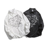 Men Long Sleeve Autumn Loose Printed Green Casual Shirt