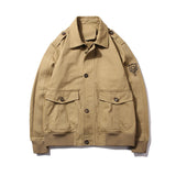 Veste Homme Mi Saison Spring and Autumn Men's Lapel Washed Cotton Jacket Autumn Cargo Jacket Coat plus Size Men's Clothing