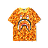 A Ape Print T Shirt Orange Camouflage T-shirt Summer Short Sleeve