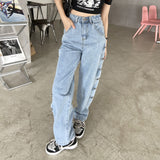 Harajuku Clothing Men Classic Retro Pants Straight Leg Pan High Waist Jeans Spring and Autumn Summer Straight Wide Men and Women