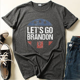 Let's Go Brandon T Shirt Letter Collarless Hat Thin Casual T-shirt