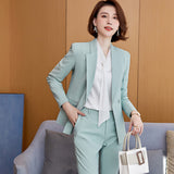 Women Pants Suit Uniform Designs Formal Style Office Lady Bussiness Attire Navy Blue Spring Business Suit