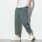 Men Casual Pants plus Size Loose Trousers Chinese Style Summer Men's Loose plus Size Ice Silk Wide Leg Men's Casual Pants