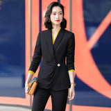 Women Pants Suit Uniform Designs Formal Style Office Lady Bussiness Attire Spring and Autumn Fashion Host Suit Overalls