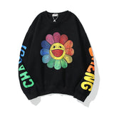 Justin Bieber Drew House Sweatshirts Hoodie Kanye Big Talker Men and Women Smiley Flame Graffiti Letter Printed Crew Neck Sweatshirt Long Sleeve Coat