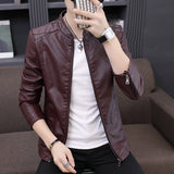 80's Leather Jacket Autumn and Winter PU Leather Fashionable Simple Leather Jacket Coat