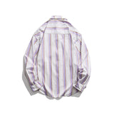Men Shacket Long Sleeve Autumn Shirt Fashion Loose Vertical Stripe Shirt