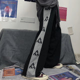 Harajuku Clothing Men Classic Retro Pants Straight Leg Pant Vintage Printed Loose Boys Pants Straight Casual Trousers