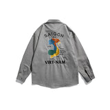 Men Shacket Long Sleeve Autumn Shirt Autumn Shirt Printed Loose Men's Shirt