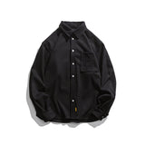 Men Shacket Long Sleeve Autumn Shirt Autumn Solid Color Simple Retro Workwear Shirt