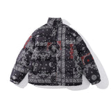 Men Fall Outfits Thickened Snake Print Stand-up Collar Cotton-Padded Coat Coat