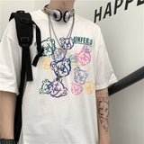 Harajuku Clothing Men's T-shirt Classic Shirts Summer Cartoon Printed Men's and Women's Loose Short-Sleeved T-shirt