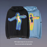 Men Fall Outfits Hooded Sweater Hip Hop Retro Niche Loose Top