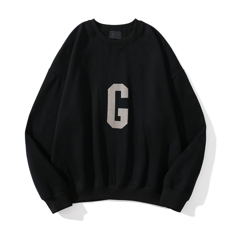 Fog Fear of God Sweatshirt Letter G plus Velvet round-Neck Pullover Men and Women Loose Long Sleeve Bottoming Shirt
