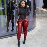 Faux Leather Pants Sexy Women Clothing Leather Pants