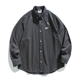 Men Shacket Long Sleeve Autumn Shirt Autumn Letter Embroidery Three-Dimensional Cropped Casual Shirt