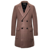 Men's Double Breasted Casual Woolen Coat Men's Trench Coat Men Winter Outfit Casual Fashion