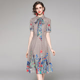 Russian Style Dress Women's Summer Tight Waist Printed Dress