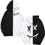 Split Hoodie Demons and Angels Stitching Fake Two-Piece Hooded