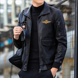 Hand Painted Leather Jackets Autumn and Winter Men's Coat Fleece Padded Coat Motorcycle Clothing