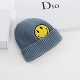 Mens Beanies Woolen Cap Women's Autumn and Winter Smiley Face Logo Knitted Hat Casual Skullcap