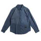 Men Shacket Long Sleeve Autumn Shirt Fall Washed-out Vintage Loose Casual Youth Denim Shirt