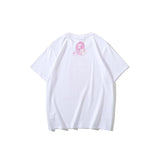 A Ape Print T Shirt Casual Pink T-shirt Short Sleeve